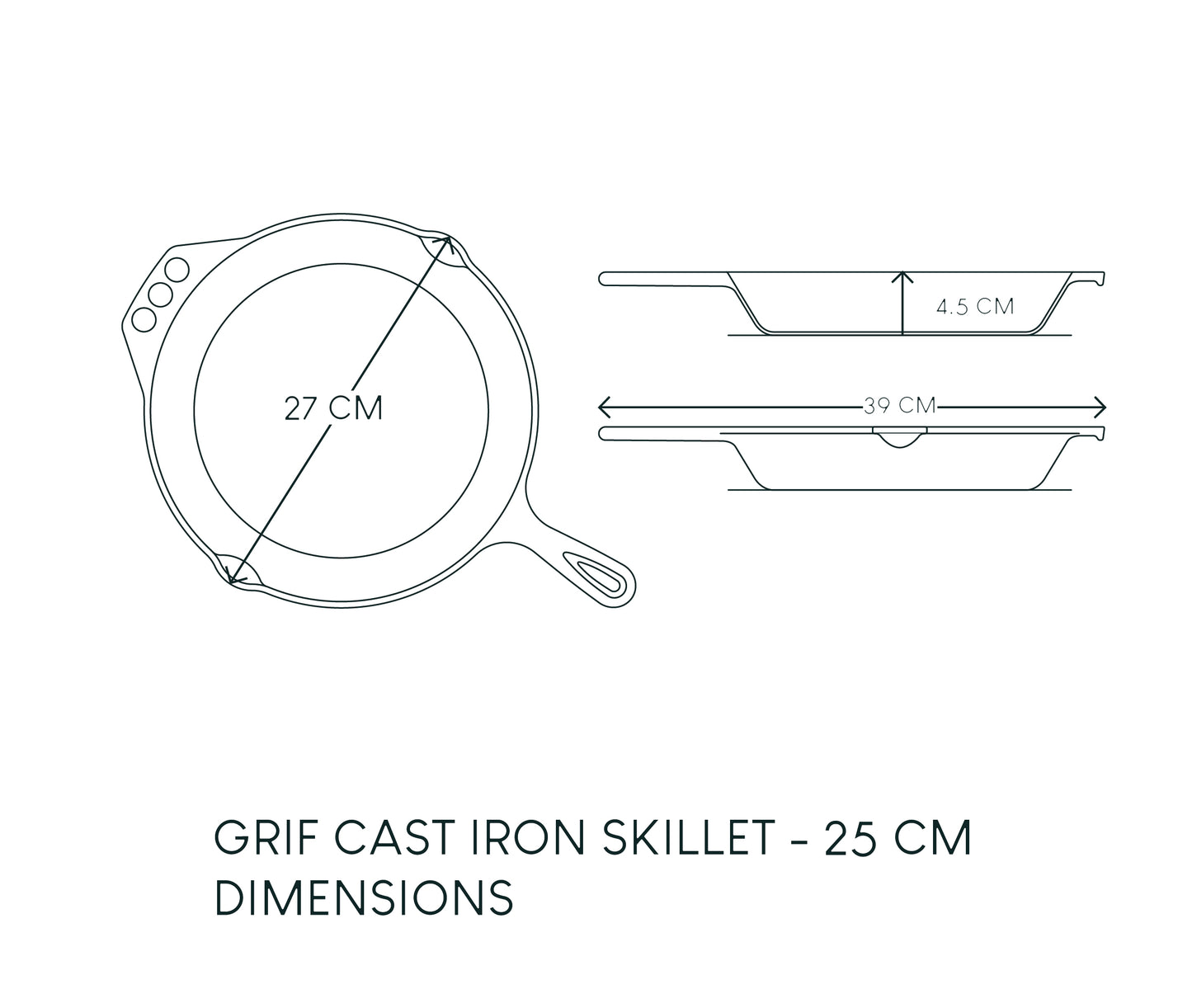 CAST IRON SKILLET - 25 CM – Grif Cookware