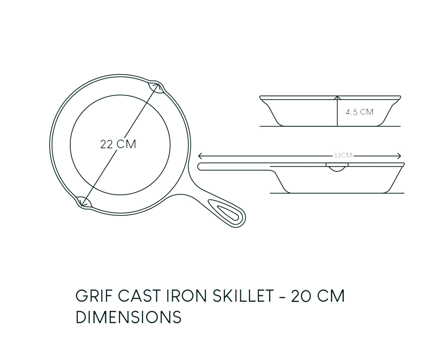 Cast Iron Skillet - 6.5” Dimensions & Drawings